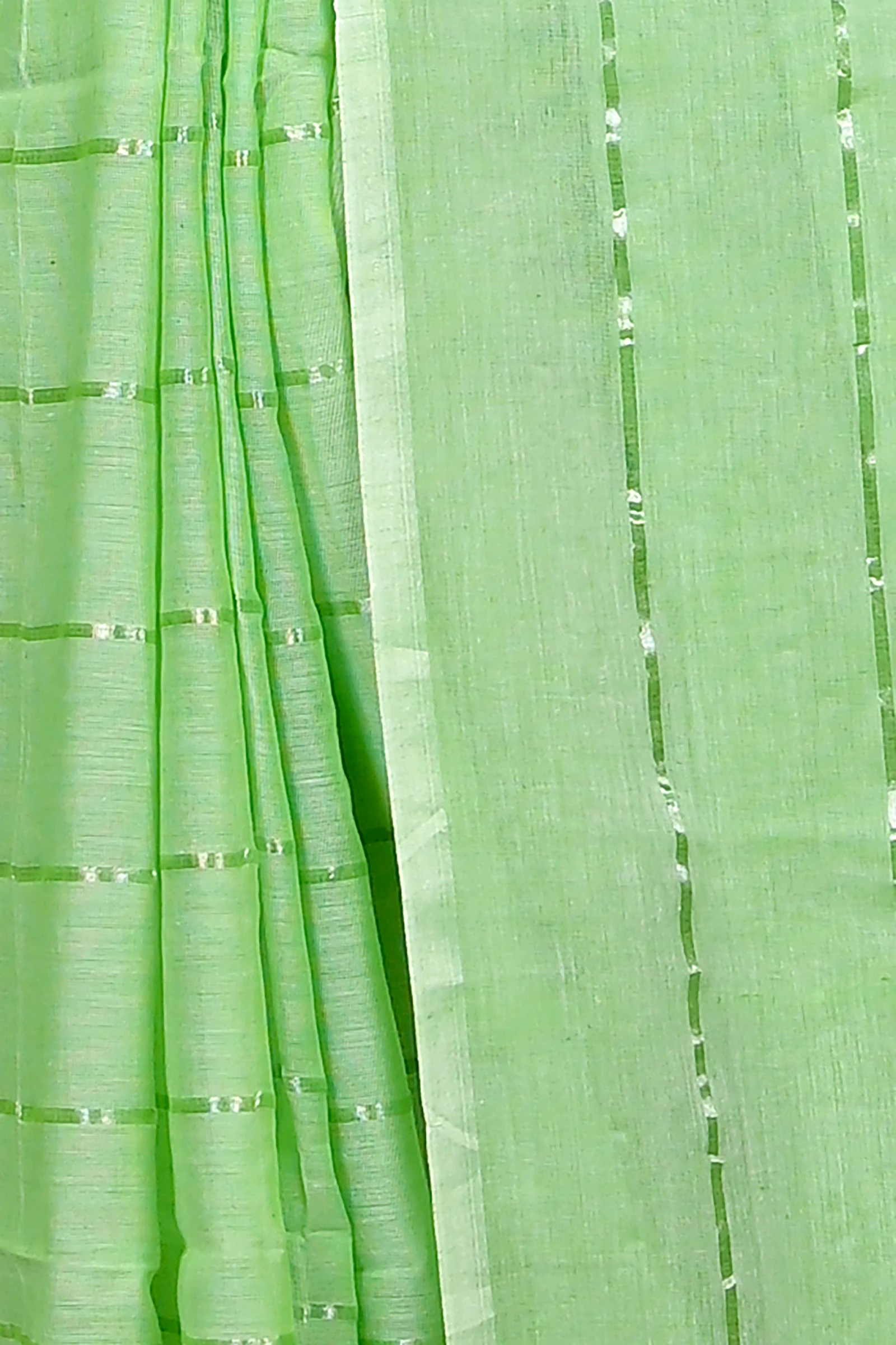 Light Green Mal Cotton Pari Hand Loom Saree (314)